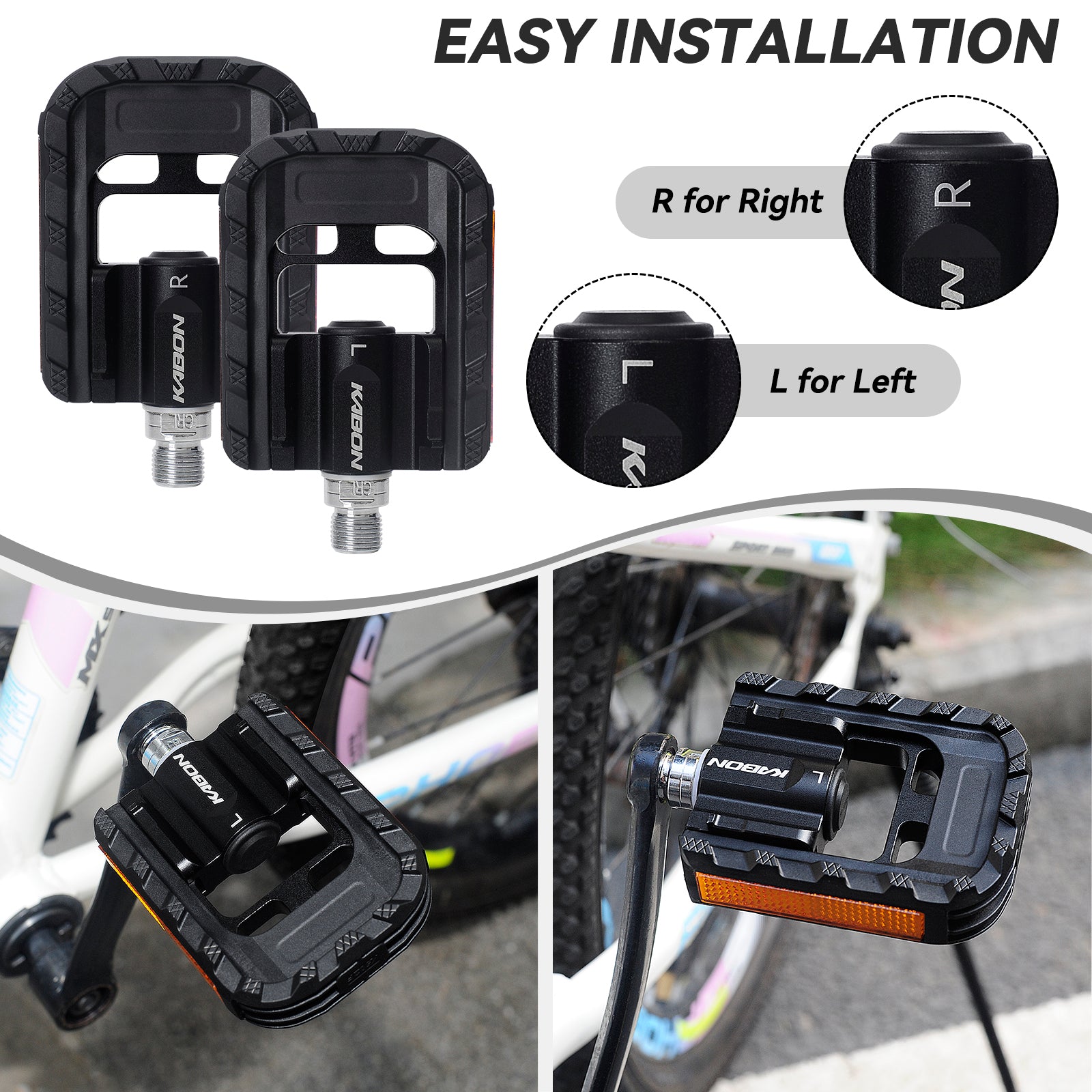 KABON Folding Bike Pedals Universal 9/16 inch Non-Slip Cycling Bicycle Pedals